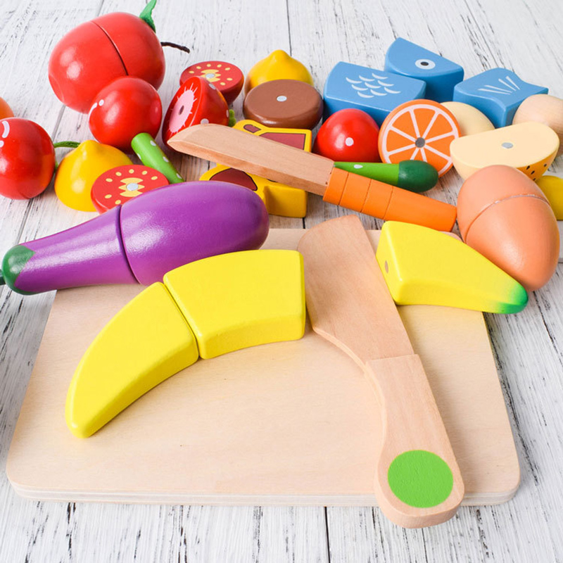1PCS Wooden Toy Magnetic Cutti - Kitchen Appliances For Kids ulasan dan harga